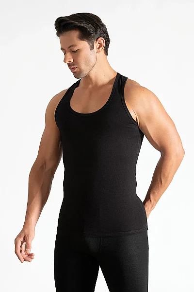 0118 Tutku Erkek Ribana Spor Atlet 6'lı Paket Siyah - 5