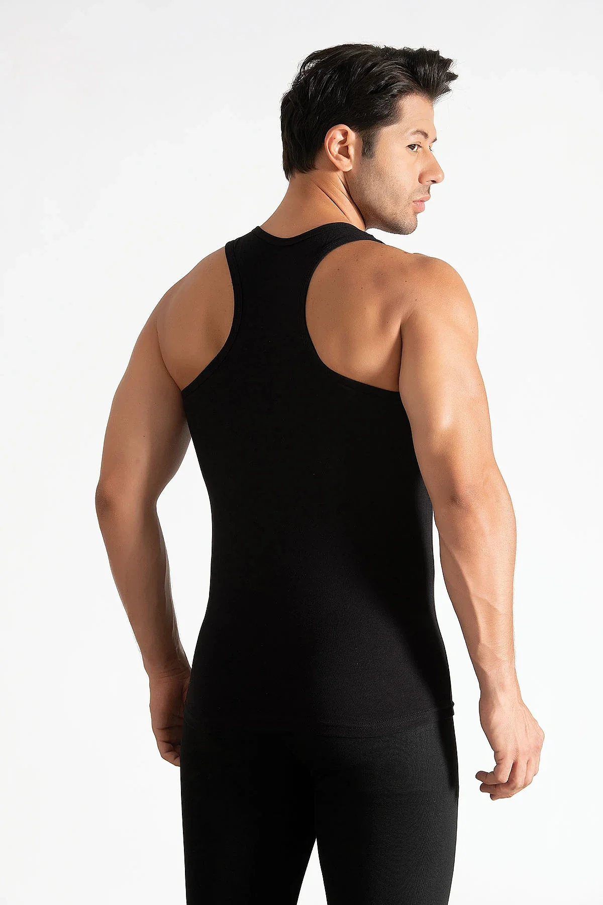 0118 Tutku Erkek Ribana Spor Atlet 6'lı Paket Siyah - 2
