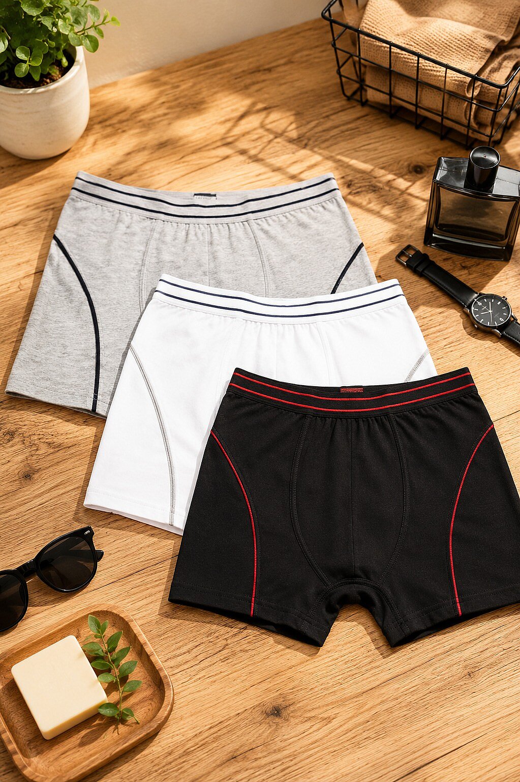 0133 Tutku Çocuk Elastan Boxer 6'lı Paket Gri - 2