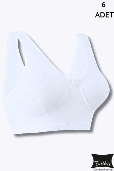 0152 Tutku Kadın Badi Sütyen 6'lı Paket Beyaz - 1