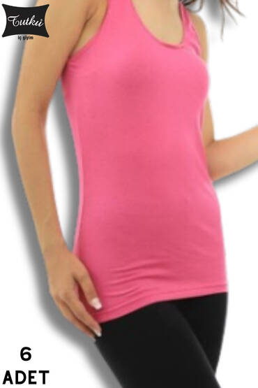 0174 Tutku Kadın Elastan Geniş Askı Atlet 6'lı Menekşe - TUTKU