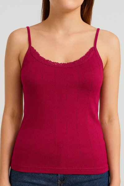 0200 Tutku Kadın Jakarlı İp Askılı Atlet 6'lı Vişne - TUTKU