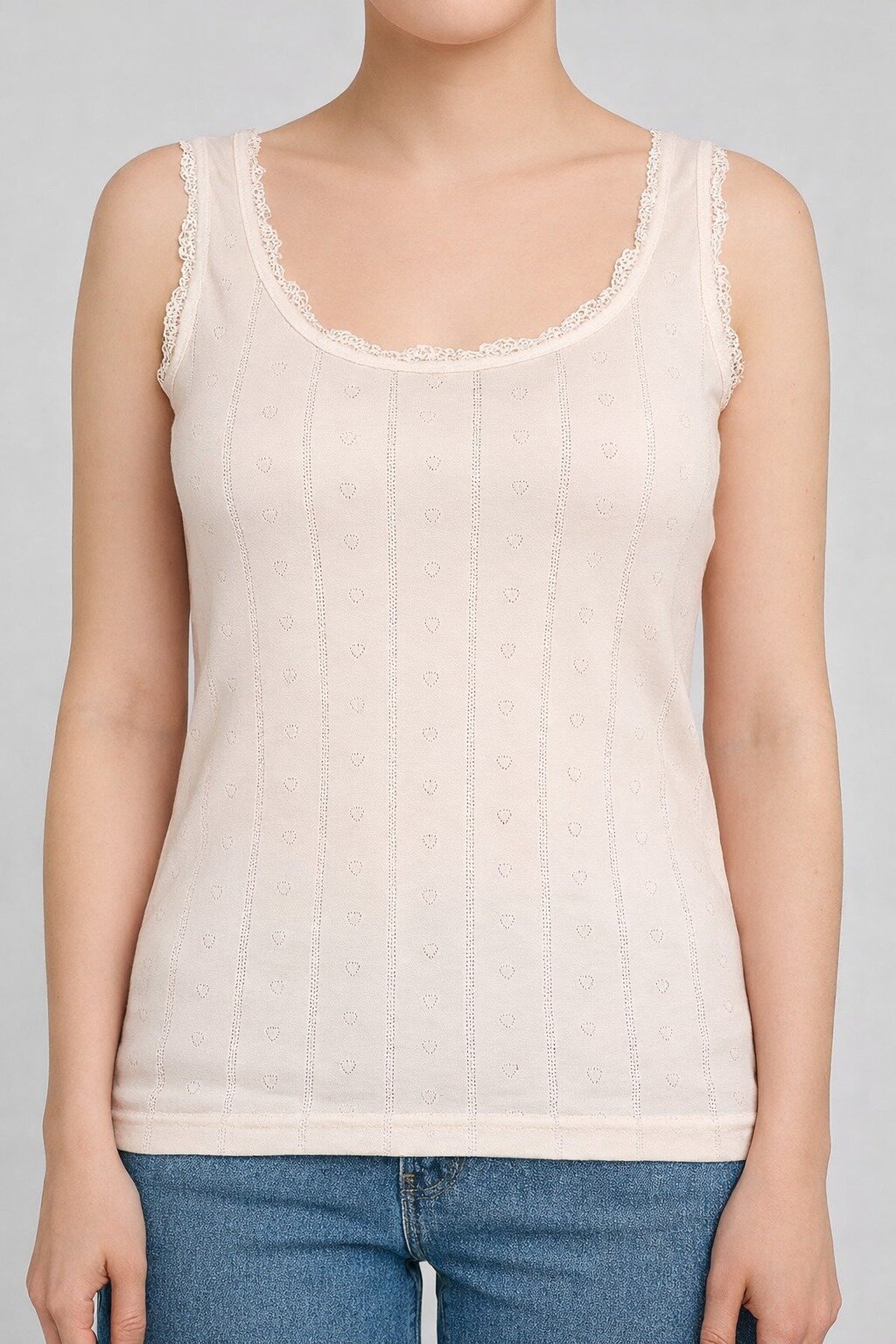 0201 Tutku Kadın Jakarlı Geniş Askılı Atlet 6lı Ekru - 1