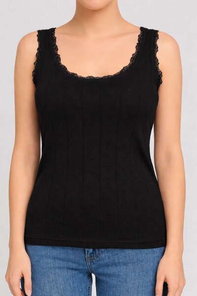 0201 Tutku Kadın Jakarlı Geniş Askılı Atlet 6'lı Siyah 