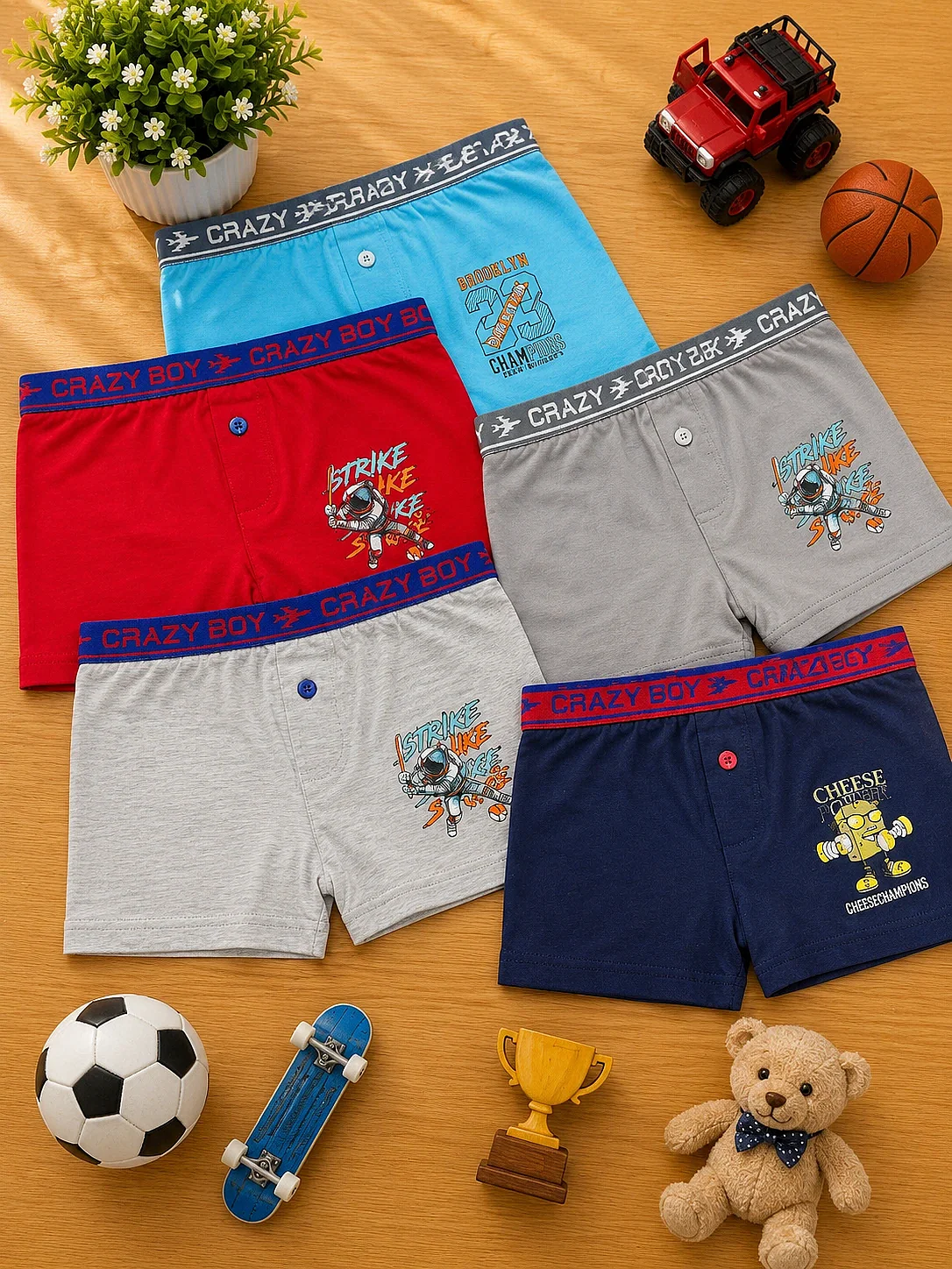 0253 Tutku Çocuk Elastan Baskılı Boxer 12'li Paket - 1