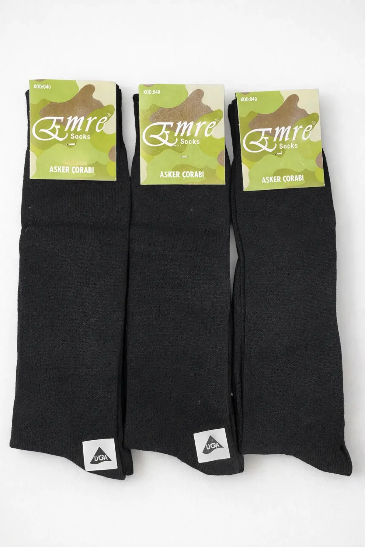 040 Emre Erkek Asker Çorabı Siyah 12'li - 1