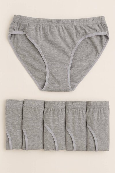 0615 Tutku Kadın Ribana Bikini Kom 12'li Paket Gri 