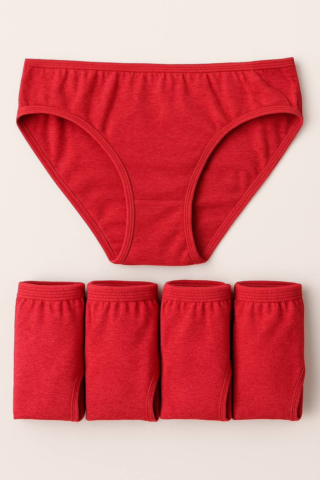 0615 Tutku Kadın Ribana Bikini Kom 12'li Paket Kırmızı - 1