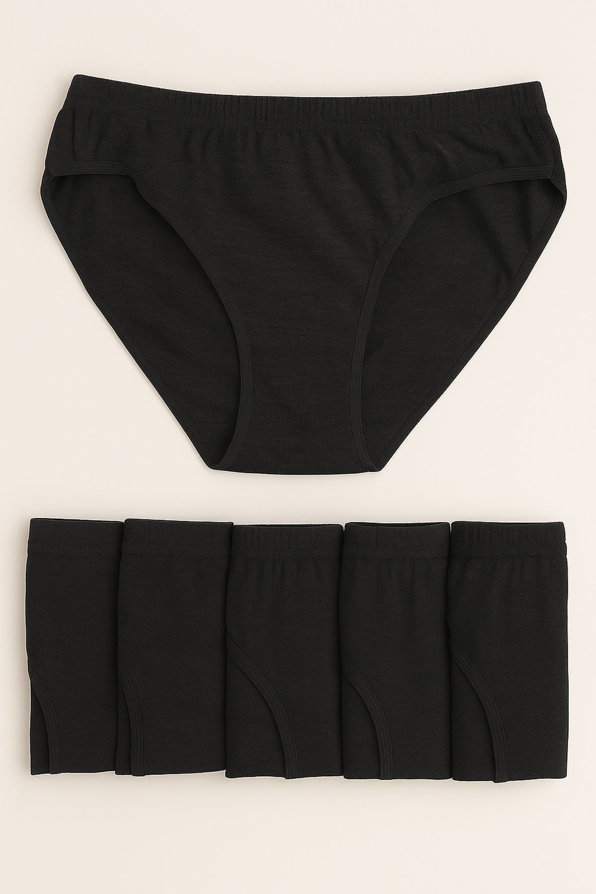 0615 Tutku Kadın Ribana Bikini Kom 12'li Paket Siyah - 1