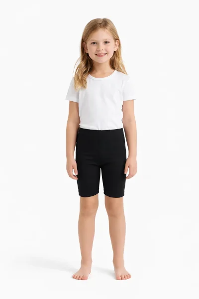0845 Tutku Kız Elastan Kısa Tayt 6lı Siyah 