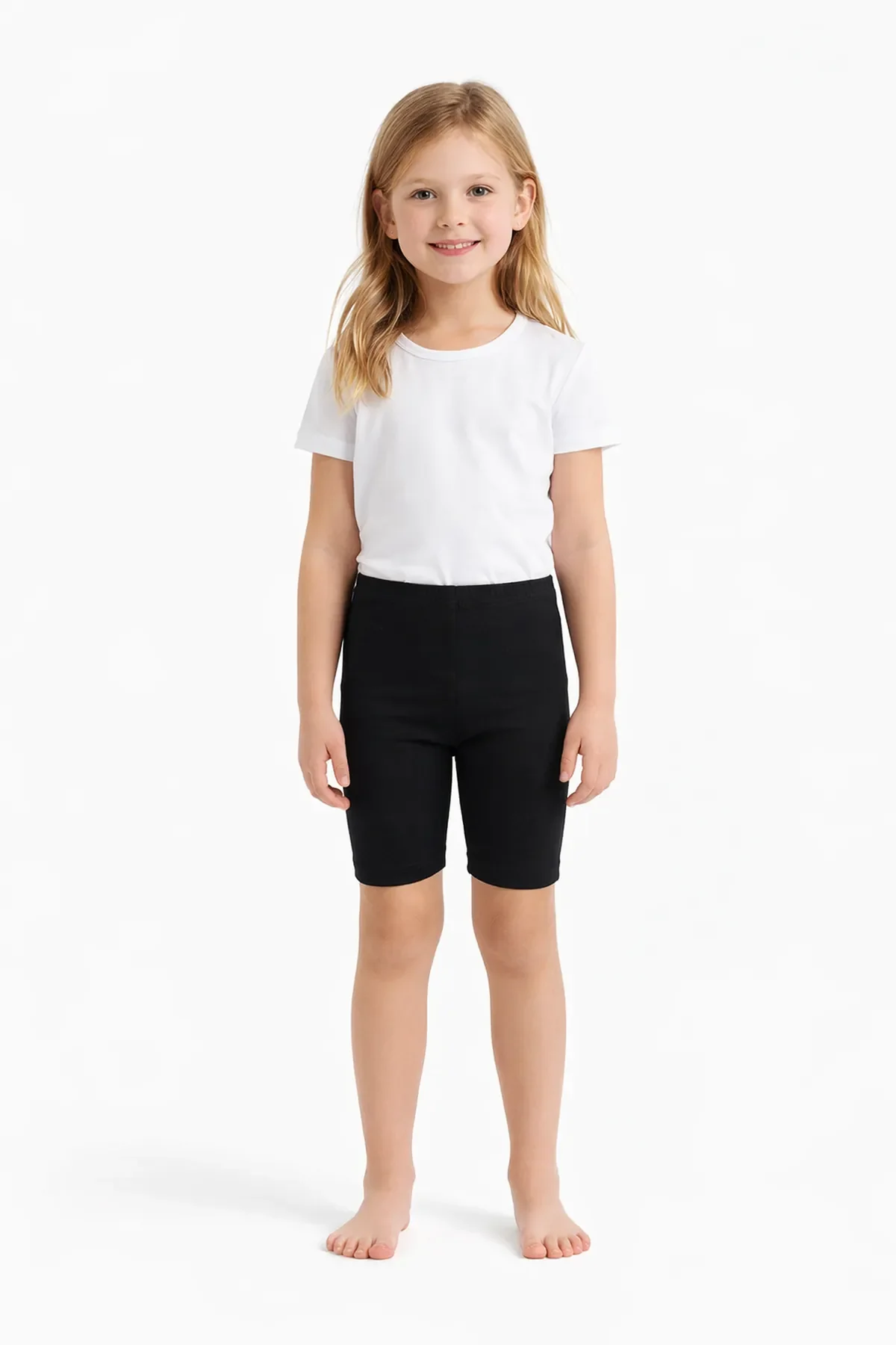 0845 Tutku Kız Elastan Kısa Tayt 6lı Siyah - 1