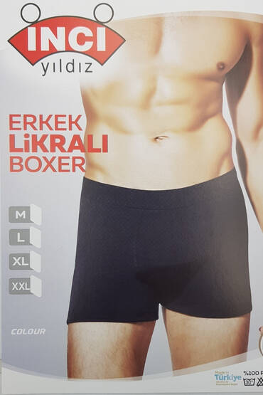 0846 İnci Yıldız Erkek Likralı Boxer 12'li Paket - 1