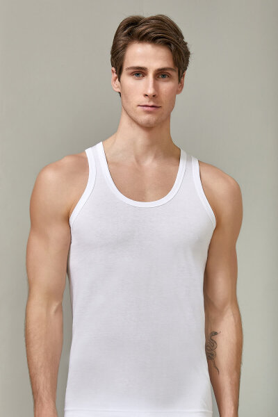 1004 Berrak Erkek Penye Atlet 6'lı Paket Beyaz - BERRAK