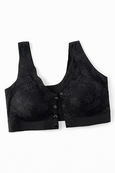 102 Kvs Dantelli Önden Çıtçıtlı Sütyen Siyah - KVS LİNGERİYE
