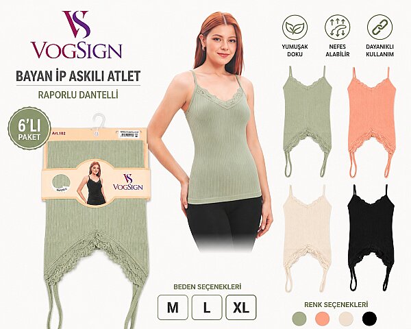 102 Vogsıgn Raporlu Dantelli Atlet 6lı Siyah (1)