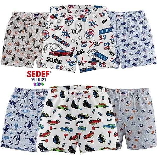 1037 Sedef Çocuk Emprime Desenli Boxer 12'li Paket - 2