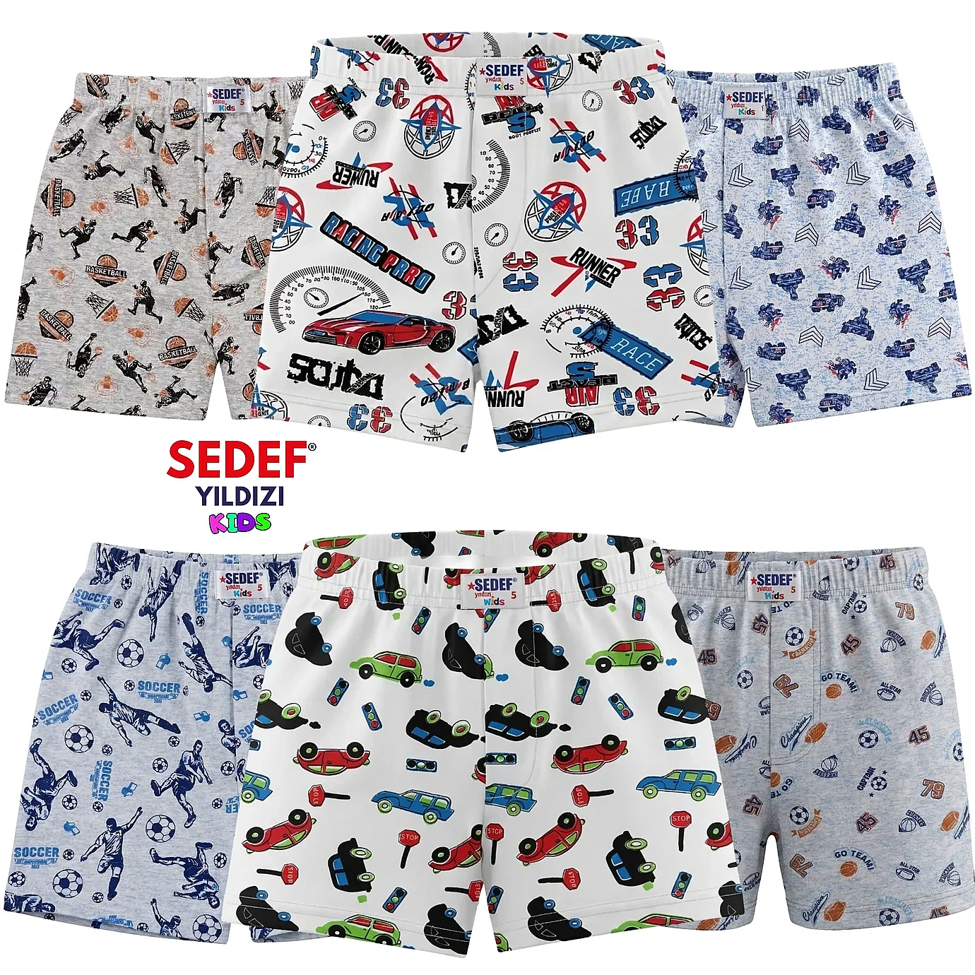 1037 Sedef Çocuk Emprime Desenli Boxer 12'li Paket - 2