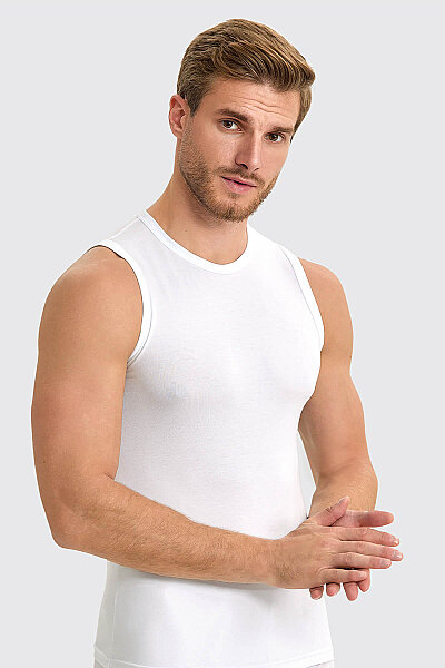 1039 Berrak Erkek Modal Kolsuz Atlet 6'lı Beyaz