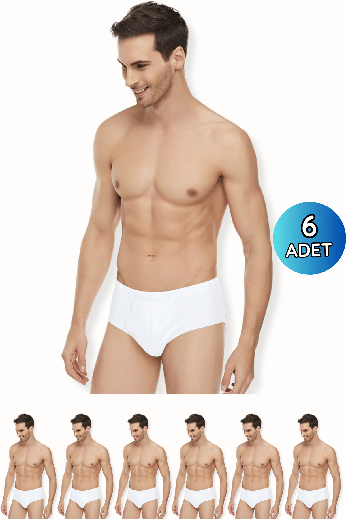 1071 Elit Erkek Penye Slip 6lı Beyaz - 1