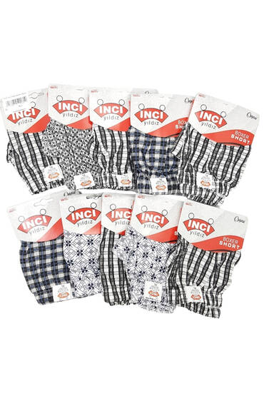 1072 İnci Yıldız Erkek Desenli Boxer 10'lu Paket - İNCİ YILDIZ
