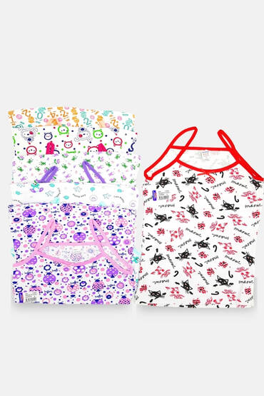 1095 Sedef Kız Emprime İp Askılı Atlet 12'li Paket - SEDEF YILDIZI