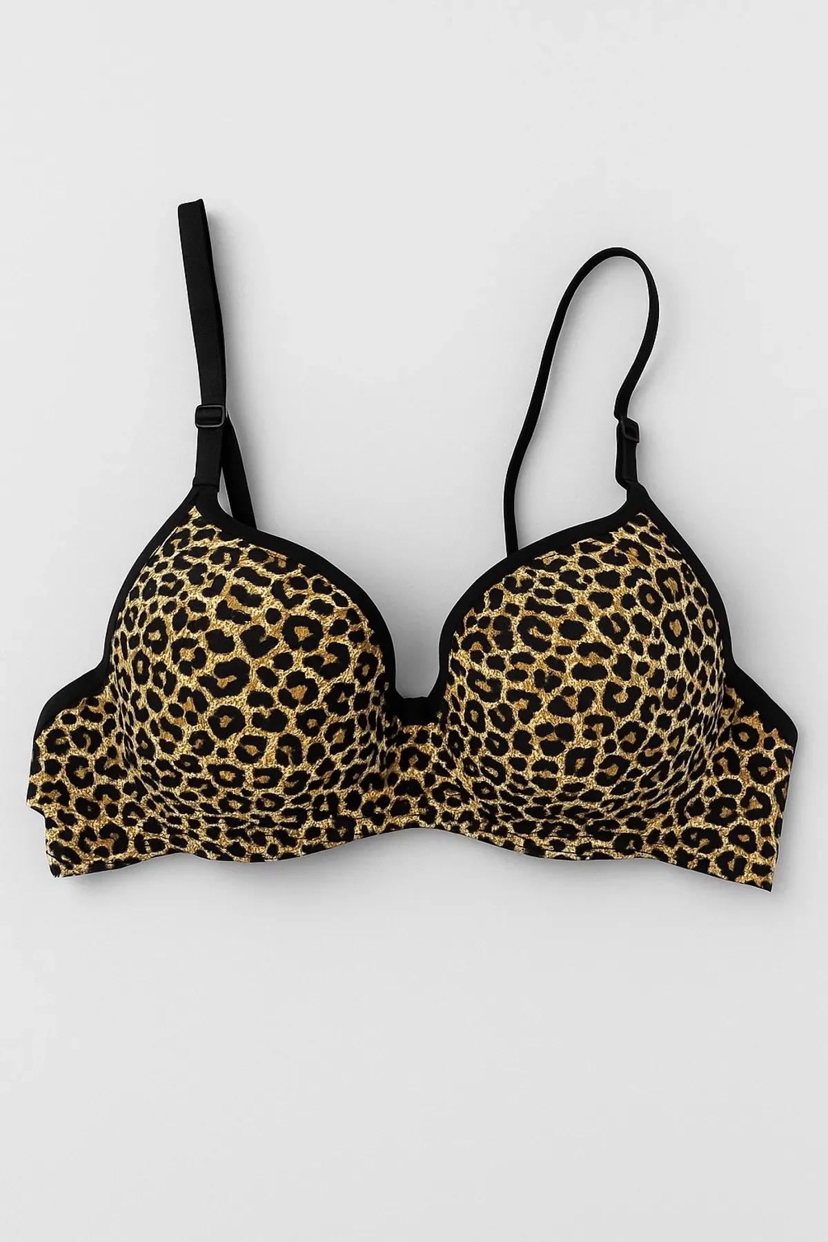 1102 Ebru Silikonlu Desteksiz Leopar Sütyen 6lı - 1