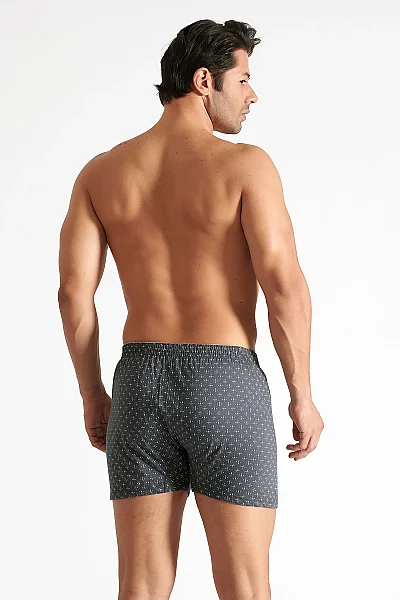 1102 Elit Erkek Havlu Bel Desenli Boxer 10lu Füme - 3