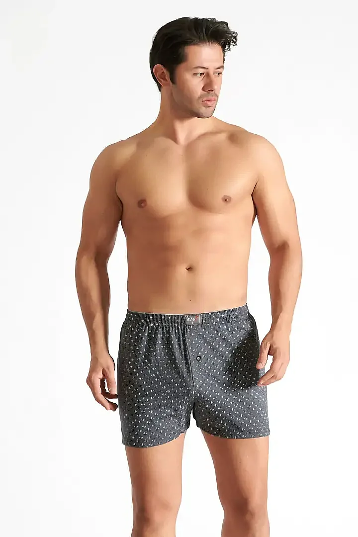 1102 Elit Erkek Havlu Bel Desenli Boxer 10lu Füme - 1