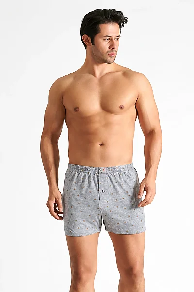 1102 Elit Erkek Havlu Bel Desenli Boxer 10lu Gri