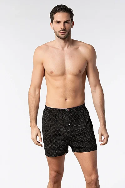 1102 Elit Erkek Havlu Bel Desenli Boxer 10lu Siyah