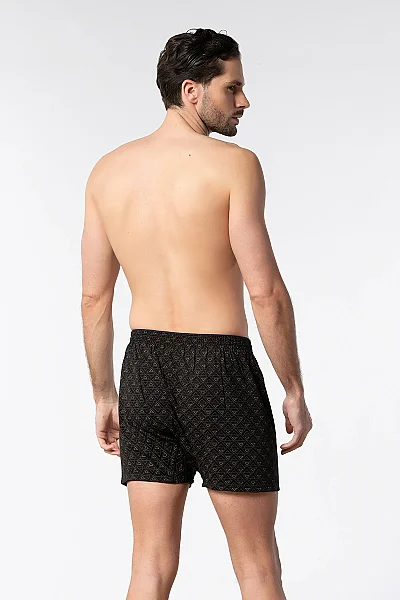 1102 Elit Erkek Havlu Bel Desenli Boxer 10lu Siyah (1)