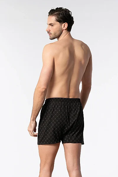 1102 Elit Erkek Havlu Bel Desenli Boxer 10lu Siyah - 4