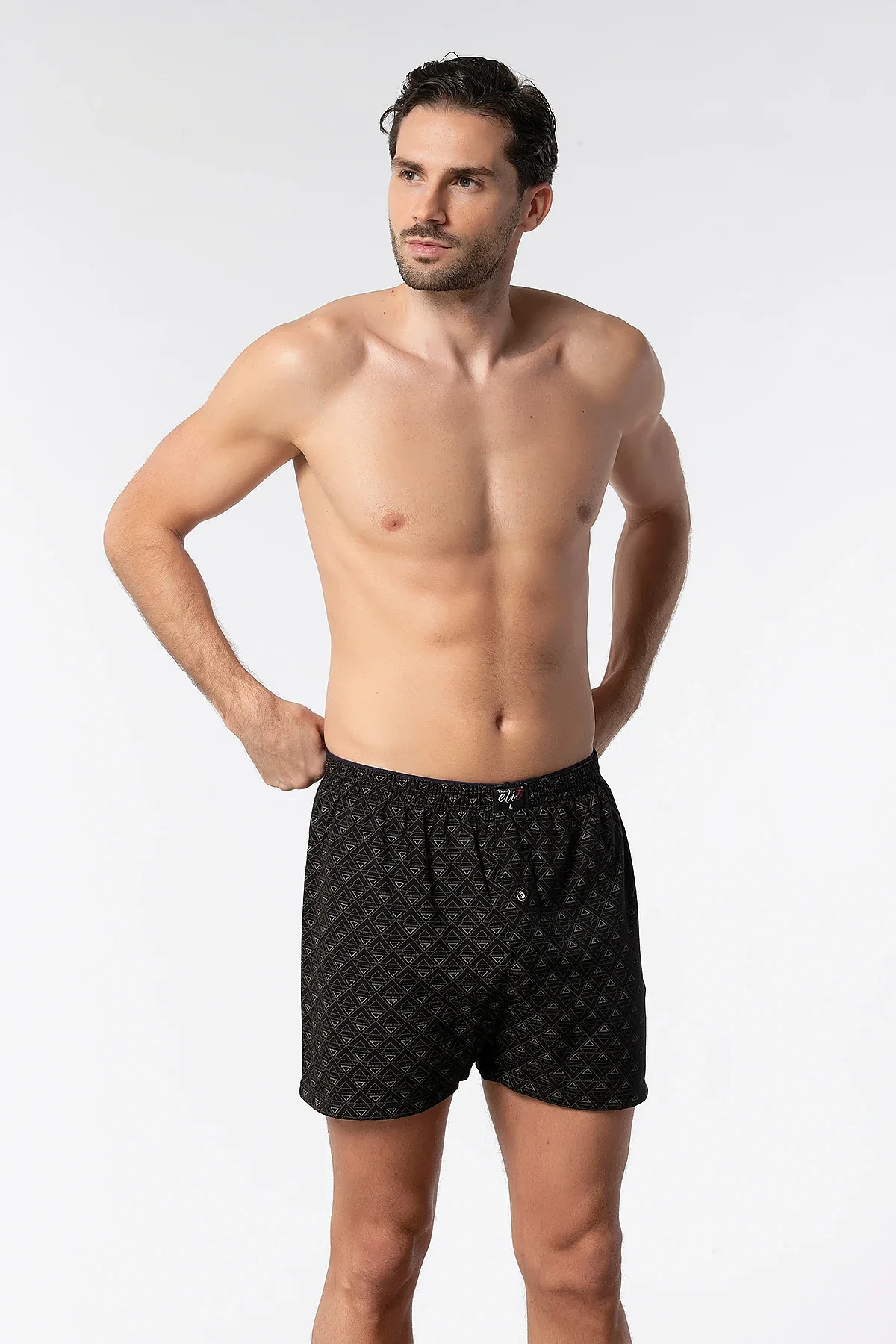 1102 Elit Erkek Havlu Bel Desenli Boxer 10lu Siyah - 5