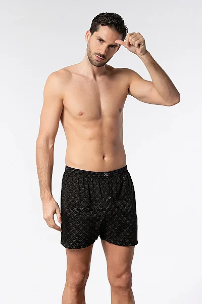 1102 Elit Erkek Havlu Bel Desenli Boxer 10lu Siyah - 6