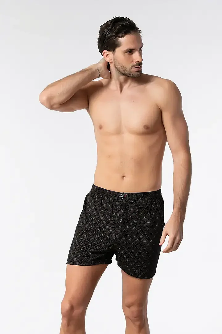 1102 Elit Erkek Havlu Bel Desenli Boxer 10lu Siyah - 7
