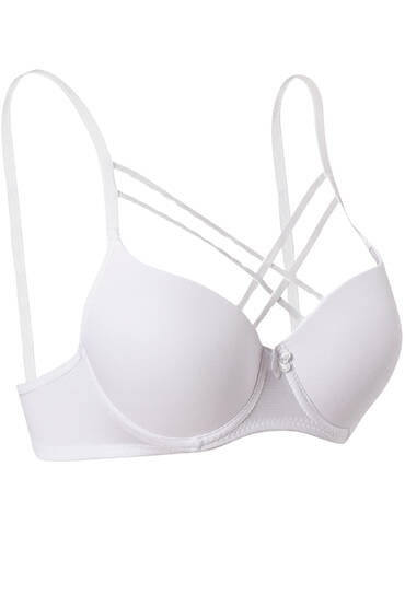 1160 Ebru Silikonlu Mikro Tulumlu Çapraz Destekli Sütyen 6'lı Beyaz - EBRU