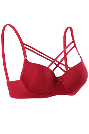 1160 Ebru Silikonlu Mikro Tulumlu Çapraz Destekli Sütyen 6'lı Bordo - EBRU