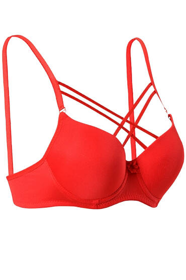 1160 Ebru Silikonlu Mikro Tulumlu Çapraz Destekli Sütyen 6'lı Kırmızı - EBRU