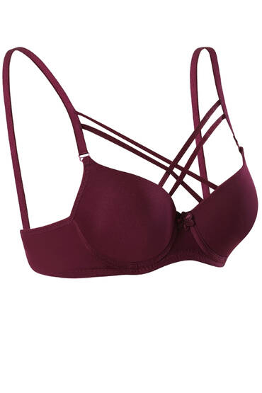 1160 Ebru Silikonlu Mikro Tulumlu Çapraz Destekli Sütyen 6'lı Mürdüm - EBRU