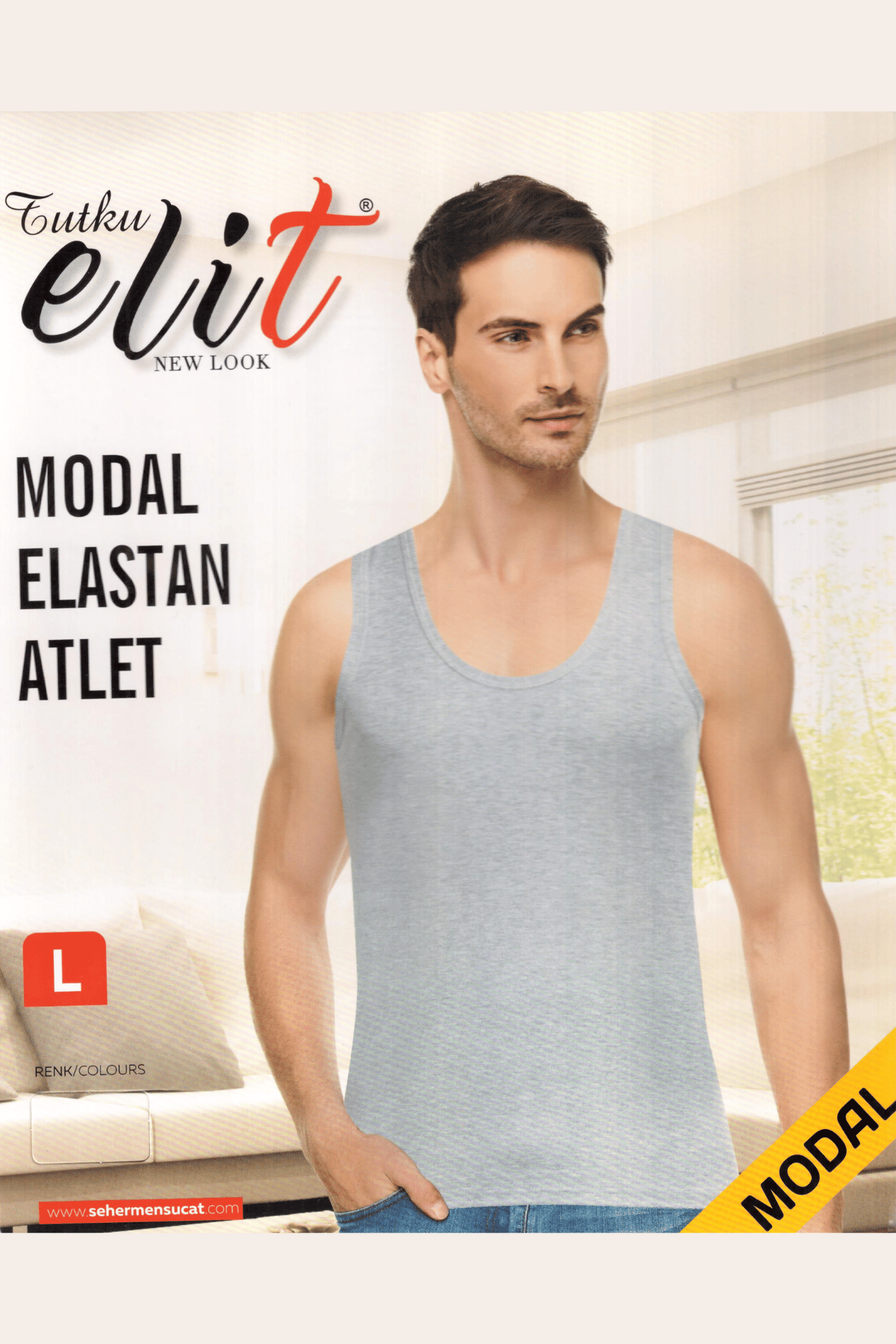 1201 Elit Erkek Modal Elastan Atlet 6'lı Gri - 1