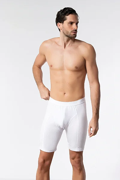 1253 Elit Erkek Uzun Boxer 6'lı Paket Beyaz