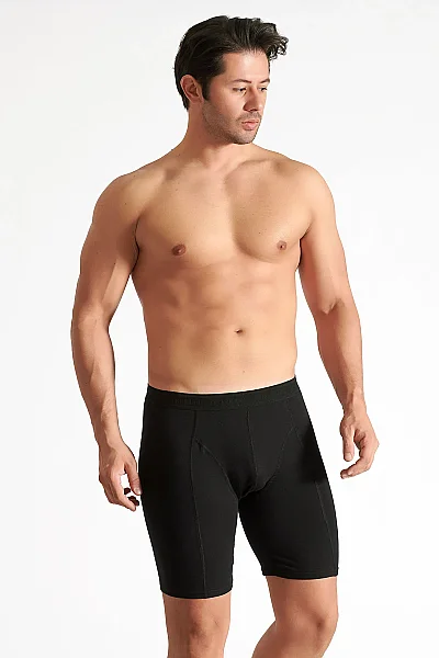 1253 Elit Erkek Uzun Boxer 6'lı Paket Siyah