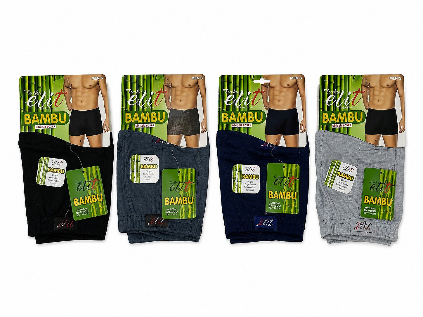 1254 Elit Erkek Bambu Boxer 6lı Karışık - 2