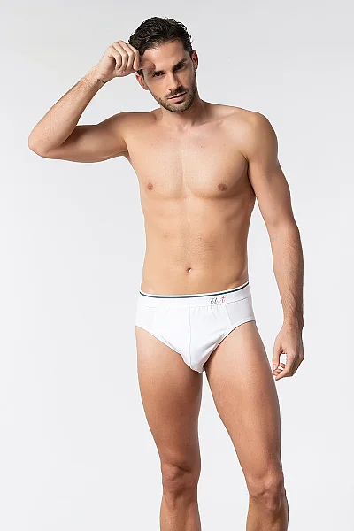 1351 Elit Erkek İncebel Kemerli Slip 6'lı Paket Beyaz