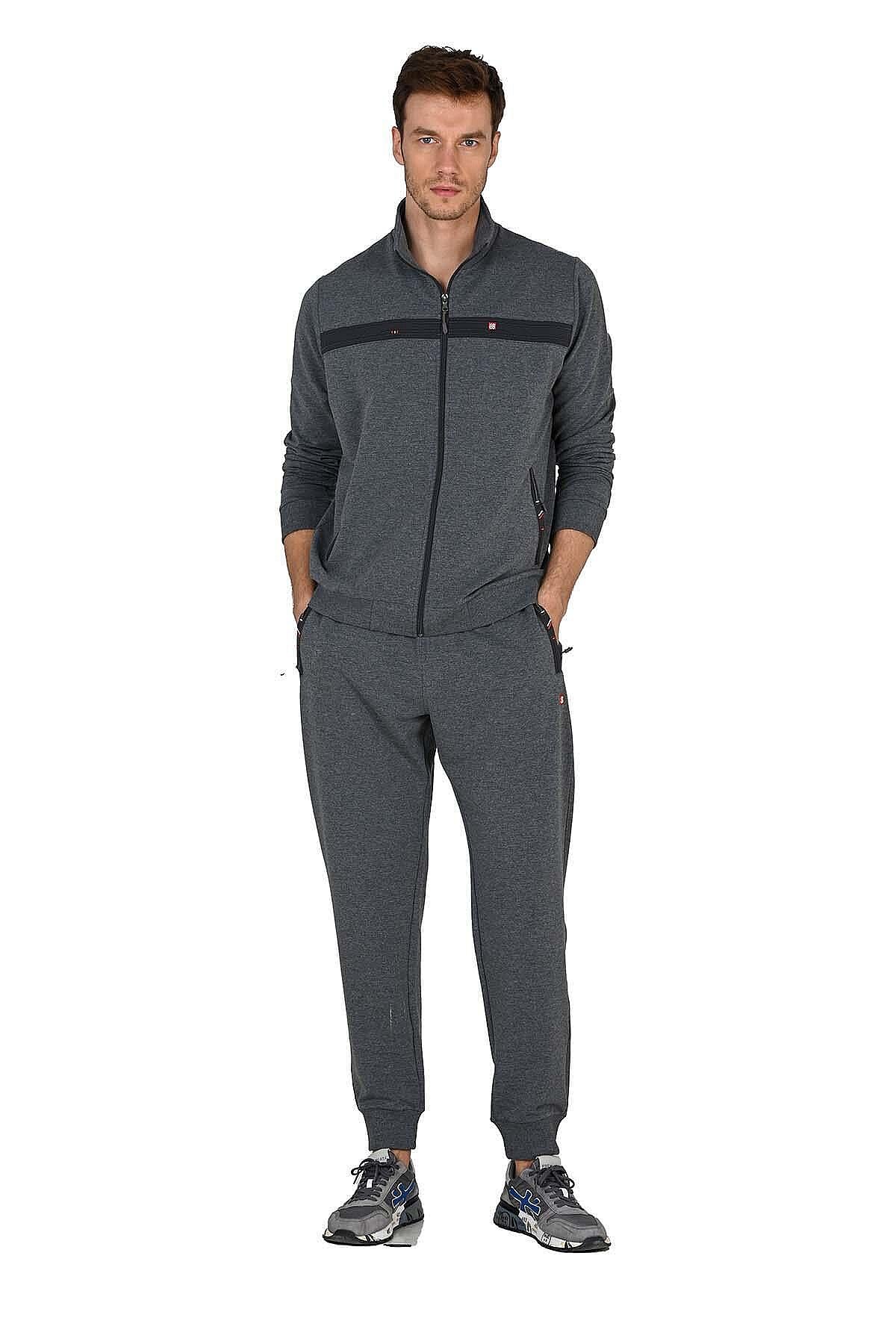 15220 Jiber Erkek Fermuarlı Eşofman Takım Antrasit - 1