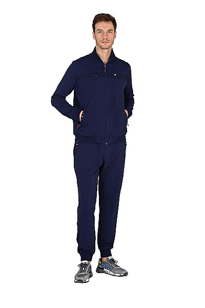15220 Jiber Erkek Fermuarlı Eşofman Takım Lacivert - JİBER