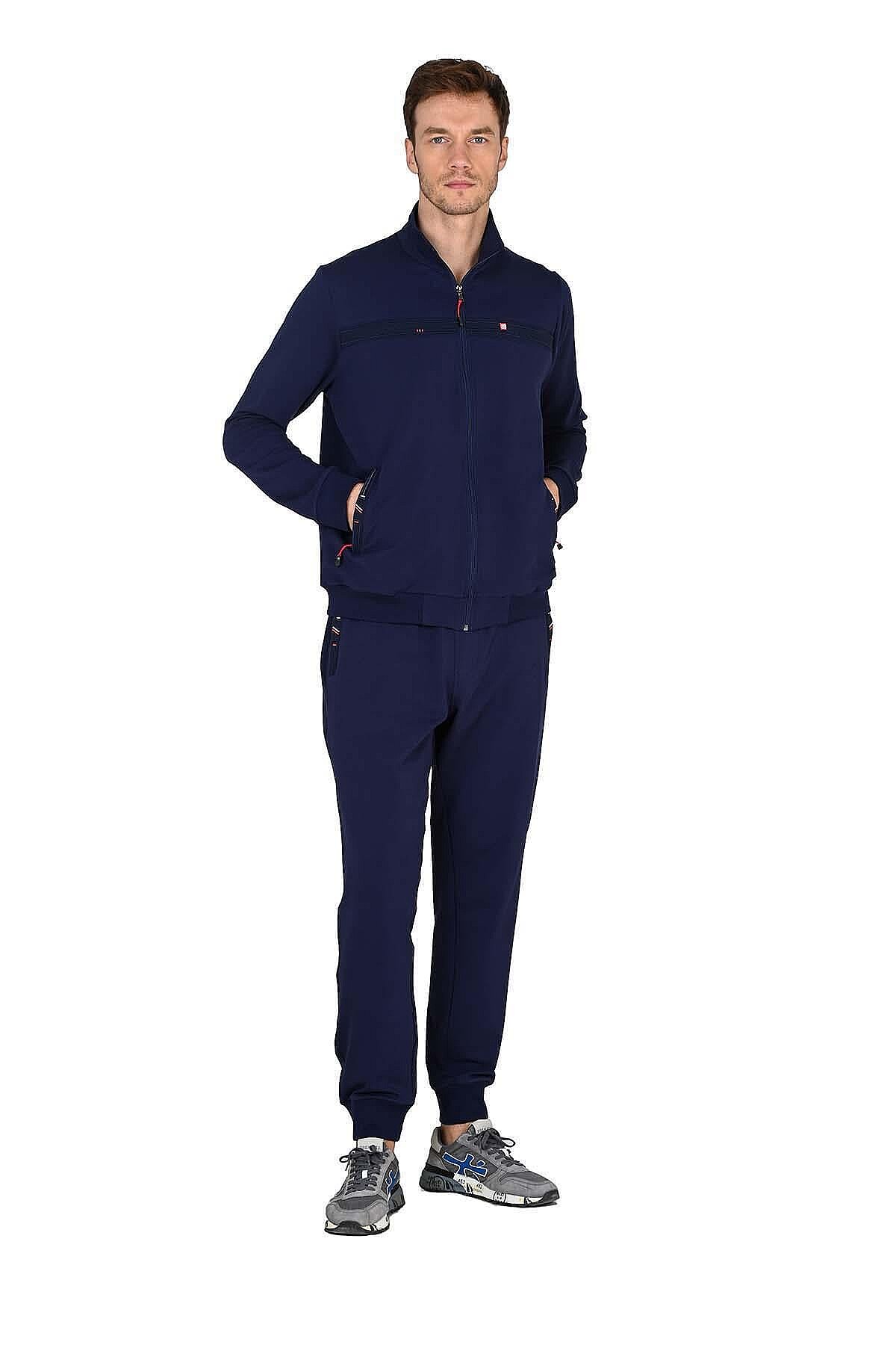 15220 Jiber Erkek Fermuarlı Eşofman Takım Lacivert - 1