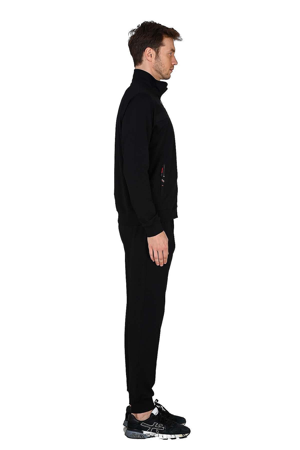 15220 Jiber Erkek Fermuarlı Eşofman Takım Siyah - 3