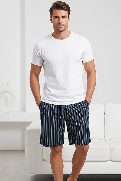 15321 Jiber Erkek Sıfıryaka Kısa Kol Şortlu Takım Beyaz - JİBER