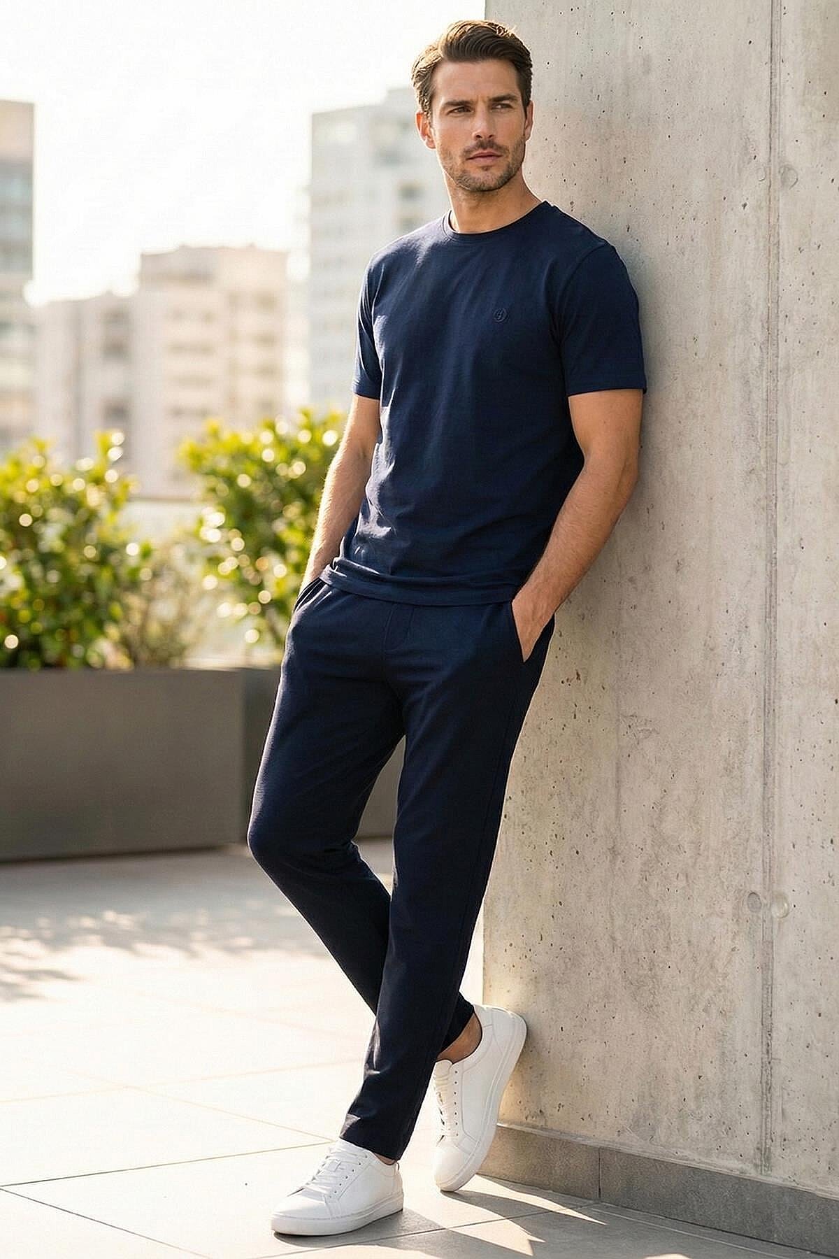 15338 Jiber Erkek Sıfıryaka Kısa Kol Pijama Takım Lacivert - 1